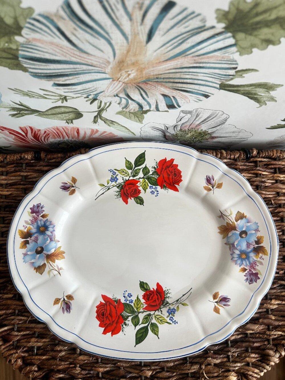 Vintage Floral Serving Platter Cottagecore Tea Party Portugal